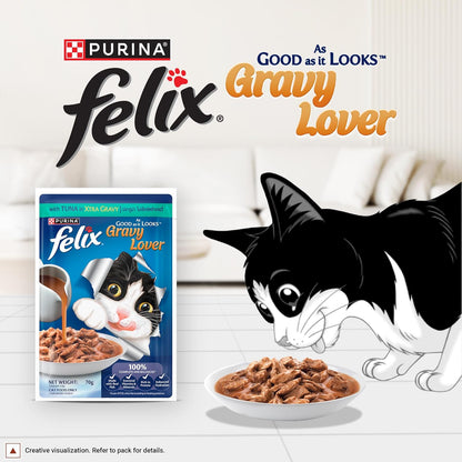 Purina Felix Gravy Lover Tuna Chunks Adult Cat Wet Food