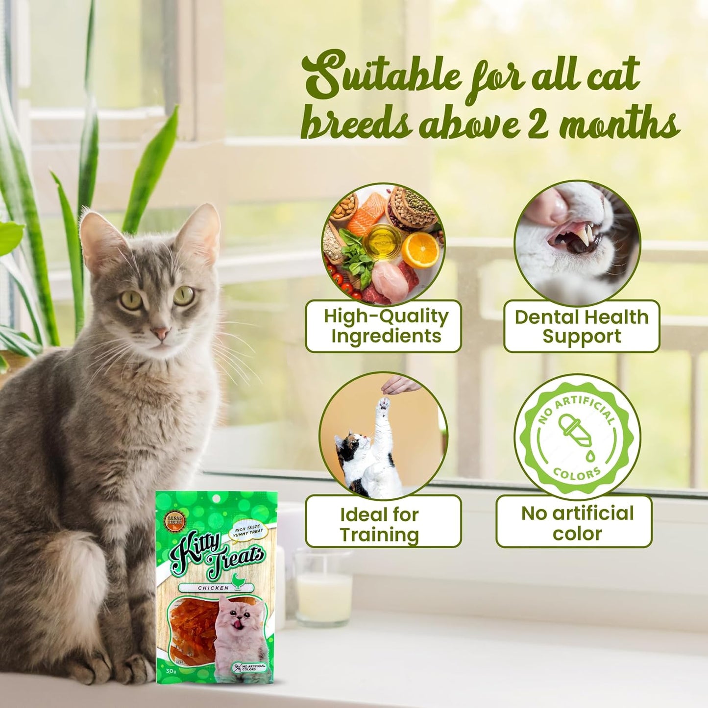 Kitty Treats Soft Chicken Jerky Sliced Cat Treats - 30g