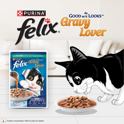 Purina Felix Gravy Lover Mackerel Chunks Adult Cat Wet Food