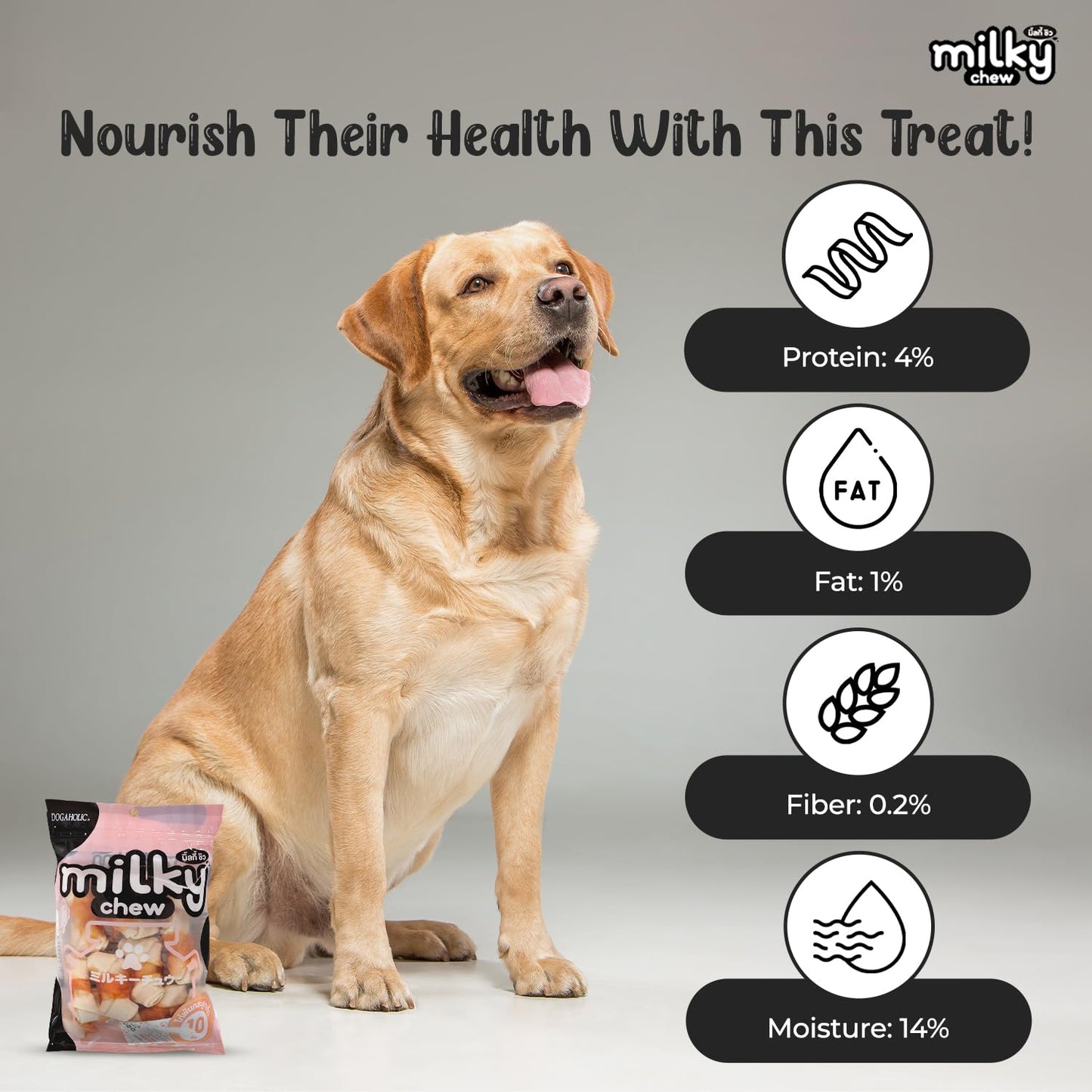 Milky Chew Chicken and Milk Flavored Bone Style Dog Treats