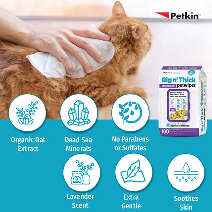 Petkin Petwipes Big 'n Thick Extra Large Pet Wipes for Dogs and Cats