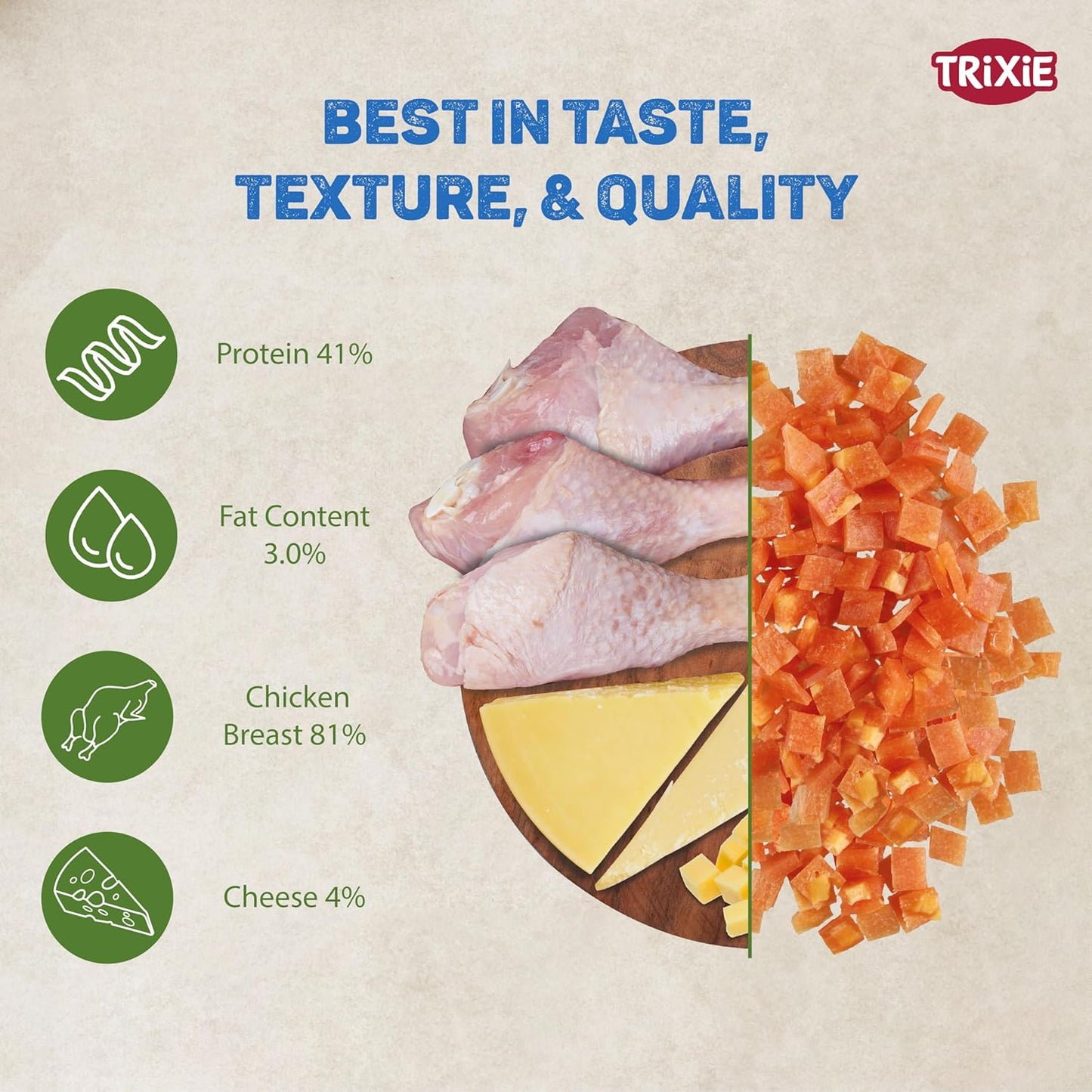 Trixie Premio Cat Treats Snacks, Cheese Chicken Cubes- 50g (Pack of 2)