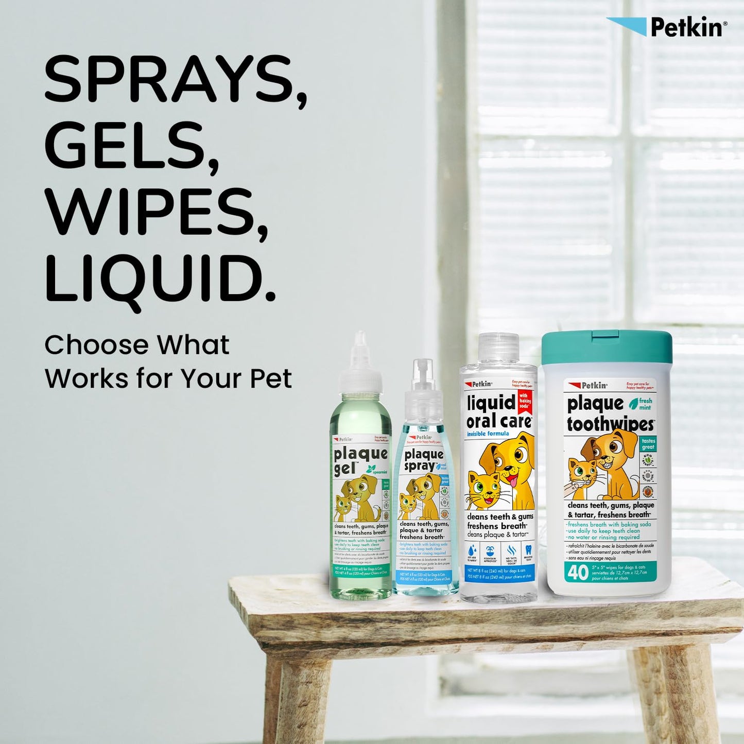 Petkin Plaque Gel Spearmint Oral Care for Dogs & Cats 120ml