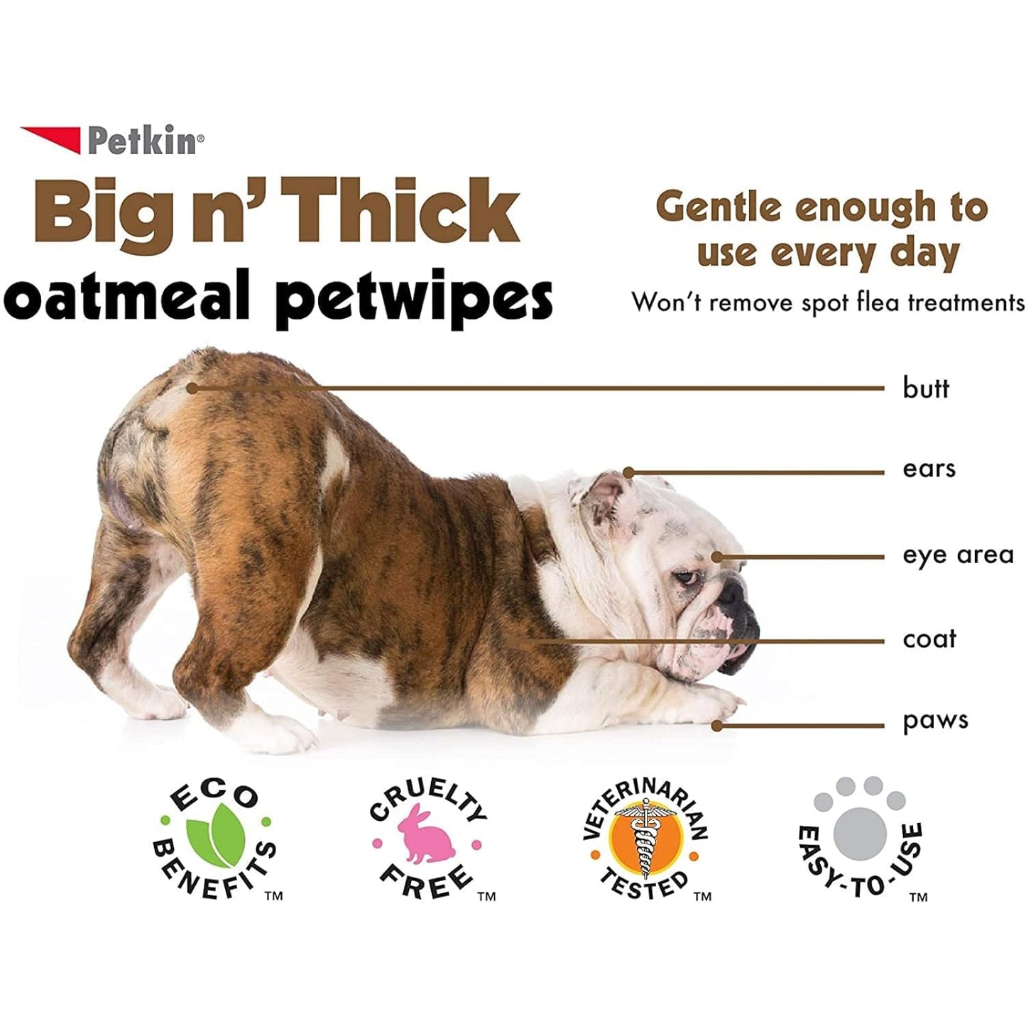 Petkin Oatmeal Mega Valu-Pack Petwipes for Dogs and Cats (200 wipes)