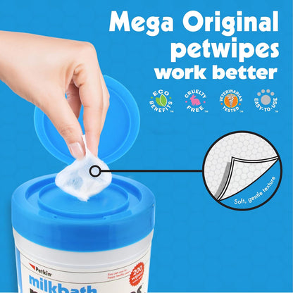 Petkin Pet Wipes/Grooming Wipes for Dogs and Cats Mega Pack (200 wipes)