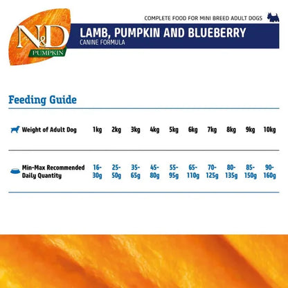 Farmina N&D Pumpkin Lamb & Blueberry Adult Mini Dry Dog Food
