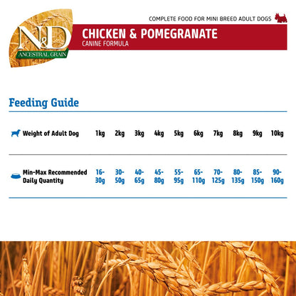 Farmina N&D Ancestral Grain Chicken & Pomegranate Adult Mini Dry Dog Food