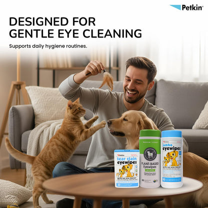 Petkin Jumbo Eyewipes for Dogs and Cats (80 WIPES)