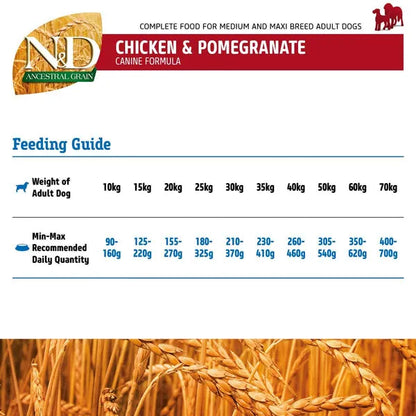 Farmina N&D Ancestral Grain Chicken & Pomegranate Adult Medium Maxi Dry Dog Food 2.5kg