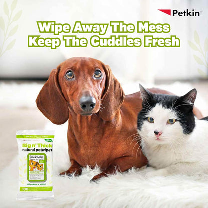 Petkin Big N' Thick Natural Petwipes (100 wipes)