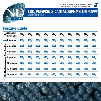 Farmina N&D Ocean Cod, Pumpkin & Cantaloupe Melon Puppy Mini Dry Dog Food