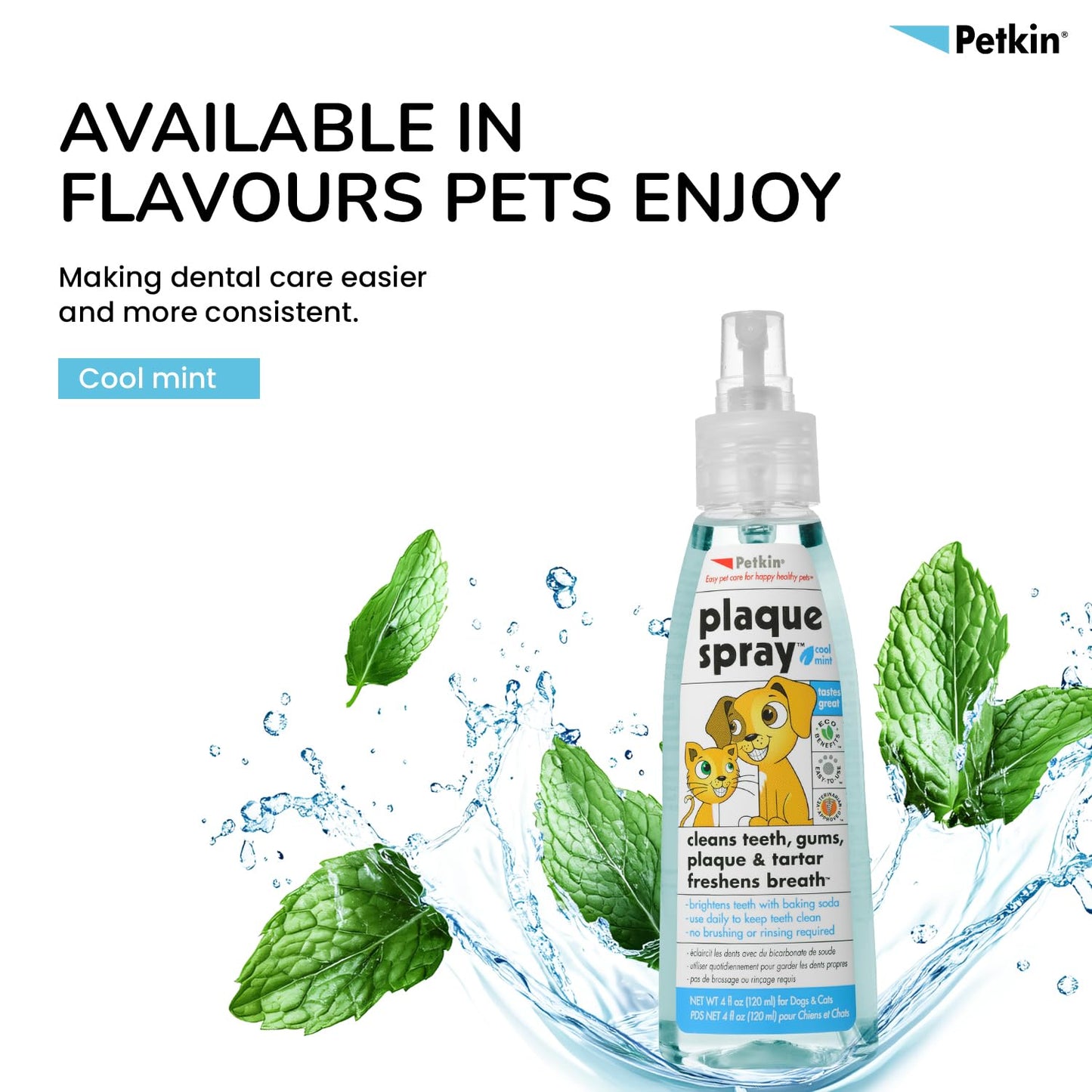 Petkin Cool Mint Plaque Spray for Dogs & Cats