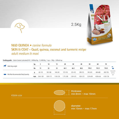 Farmina N&D Quinoa Skin & Coat Quail Adult Medium/Maxi Dry Dog Food