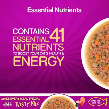Whiskas Tasty Mix (Seafood Cocktail Wakame Seaweed in Gravy) Adult (1+ year) Wet Cat Food