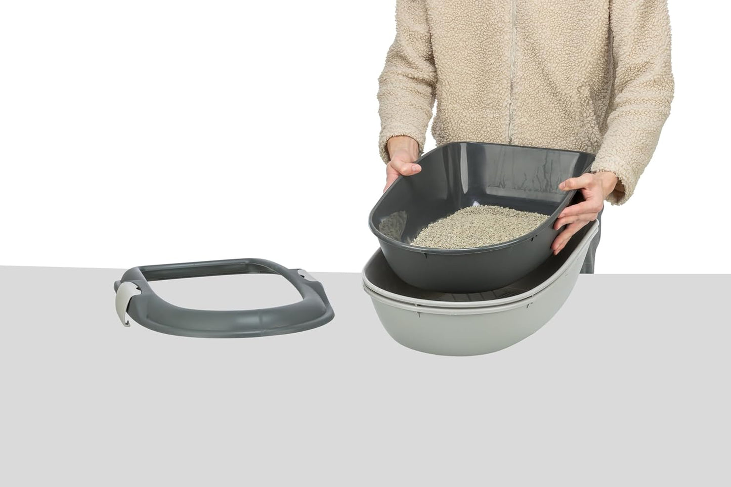 Trixie Berto Cat Litter Tray, Dark Grey
