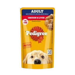 Pedigree Adult Wet Dog Food Chicken & Liver Chunks in Gravy 130 g