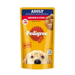 Pedigree Adult Wet Dog Food Chicken & Liver Chunks in Gravy 130 g